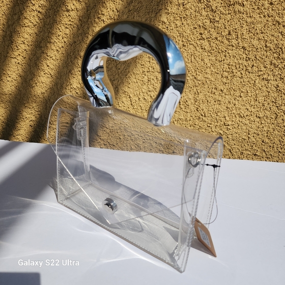 Small Womens Stadium Approved PVC Transparent Twist Lock Flap Jelly Crossbody - Picture 9 of 10